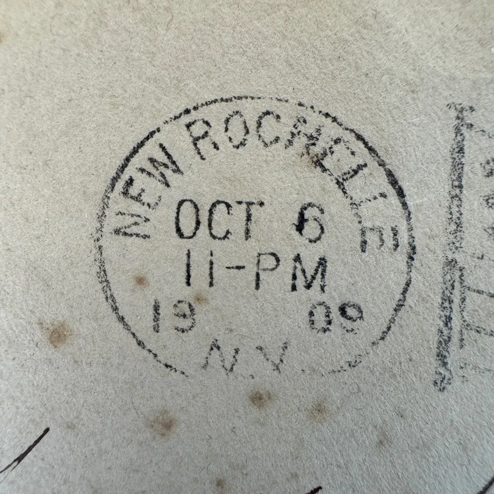 1909 Oct 6 New Rochelle NY Letter and Rent‎ Receipt with 2 Cent Stamp